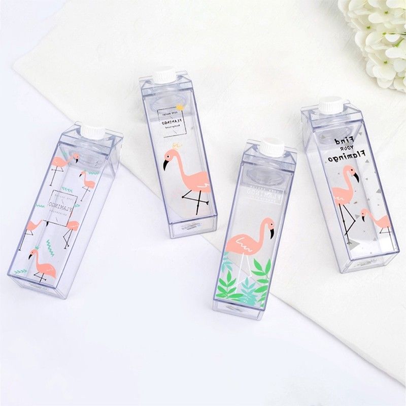 500ml Flamingos Sports Water Bottle Milk Box Travel Tool Cut