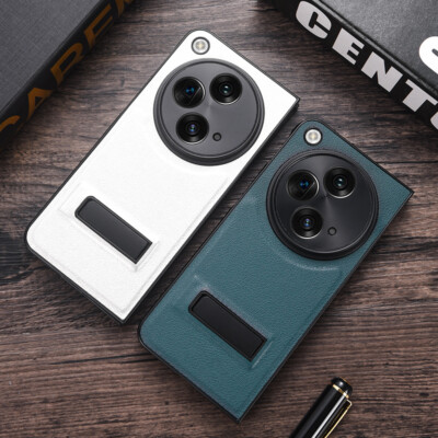 For OnePlus Open Luxury PU Leather Slim Fit Protective Case with Metal Kickstand