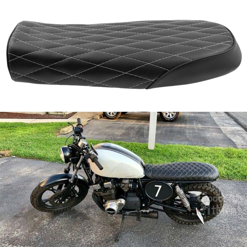 Bike Seat Universal Motorcycle Retro Diamond Flat Brat Style Cafe