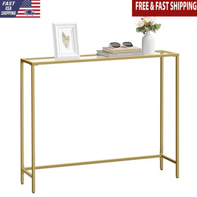 Modern Console Table Tempered Glass Top Adjustable Feet Entryway Living Room New