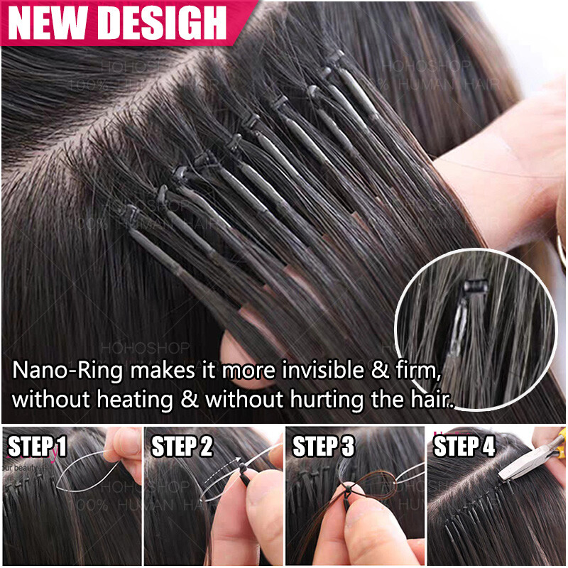 200PCS THICK Nano Ring 100 Remy Human Hair Extensions I TIP Micro Loop Bead 1G eBay