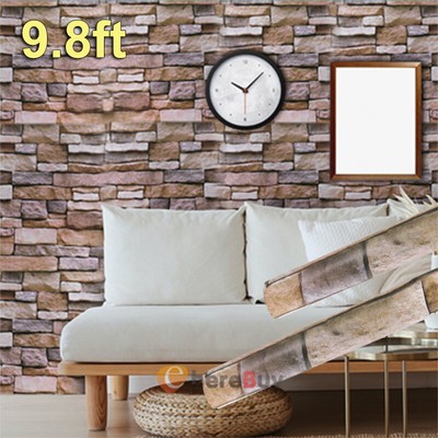 3D Wallpaper Brick Stone PVC Contact Paper Self Adhesive Waterproof Peel-Stick