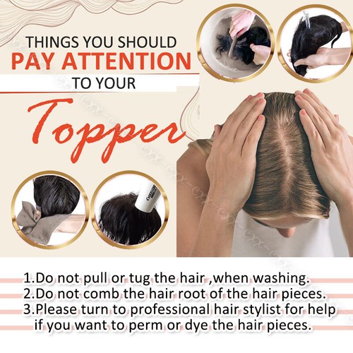 Free Part Lace Clip in Top REAL Human Hair Topper Toupee Piece Women Hairpiece A