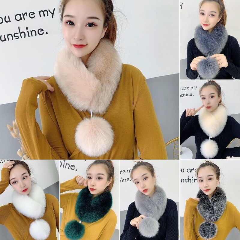 Sciarpa In Finta Pelliccia Femminile Collare Caldo Fluffy Furry Casual