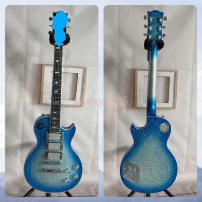 New Blue Burst Silver Large Grain Electric Guitars Ace Frehley Bulky HHH Pickups