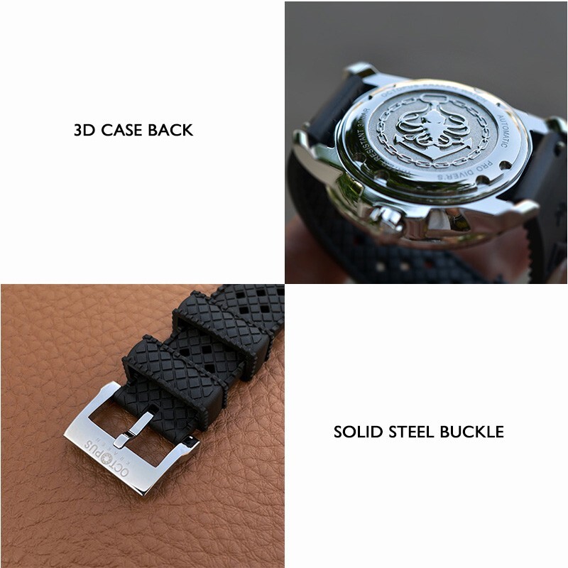 Pre-owned Octopus Men Automatic Watch 30bar Diver Mechanical Lume Pt5000 Sapphire Bezel