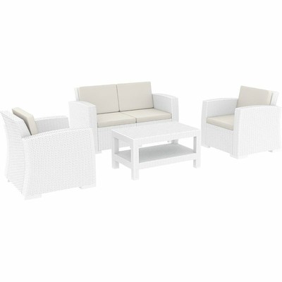 Compamia Monaco 4 Piece Outdoor Sofa Set in White with Cushion
