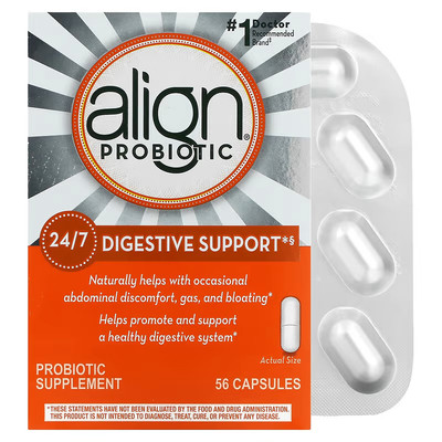 Align Probiotics 24/7 Digestive Support Probiotic, 56 Caps, Expiry''10/2025