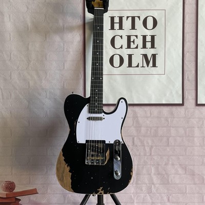 Relic Black TL Electric Guitar Solid Body HPL Fretboard 21 Frets Maple Neck