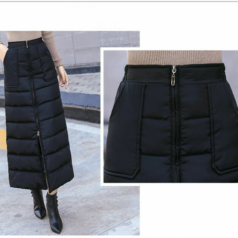 Women Thick Warmer Puffer Puffa Long A Line Skirts Padded Winter