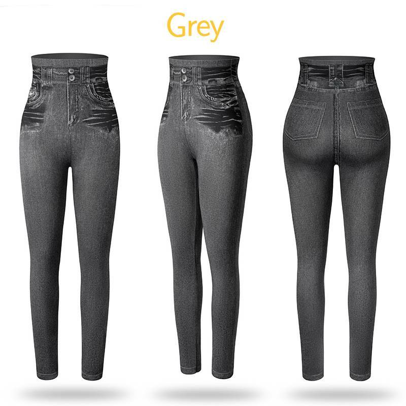 Jeggings Denim Compression Leggings Womens Skinny Jean Stretch Pencil Pants Yoga
