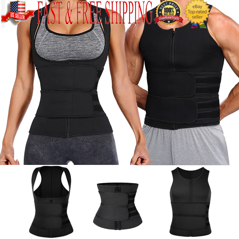 Women & Men Body Sweat Shaper Waist Trimmer Trainer Sauna Gym Belt Top Shapewear
