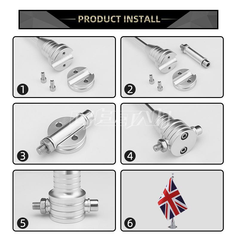 Universal Motorcycle Bike American USA Flag pole Luggage Rack Mount For Harley