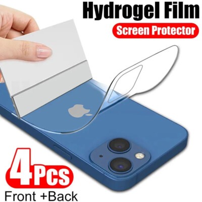 4Pcs Protector De Pantalla Película Hidrogel For iPhone X 12 13 14 15 16 Pro MAX