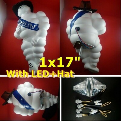 17'' MICHELIN MAN DOLL FIGURE BIBENDUM COLLECTIBLES ADVERTISE TIRE (WITH LED+HAT)