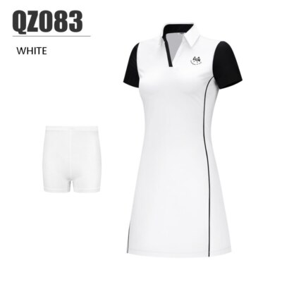 PGM Women Golf Short Sleeve Polo Dress Lady Silm V-neck High Waist T-Shirt Dress