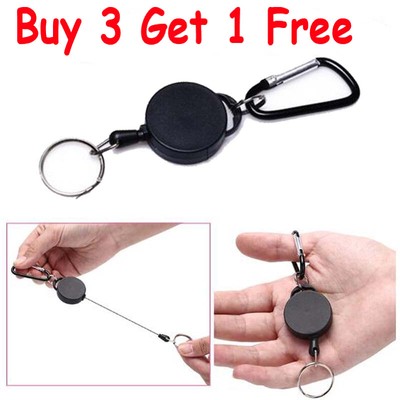 Retractable Key Tool Reel Holder Steel Clip Chain Anti-Lost Split Multitool USA