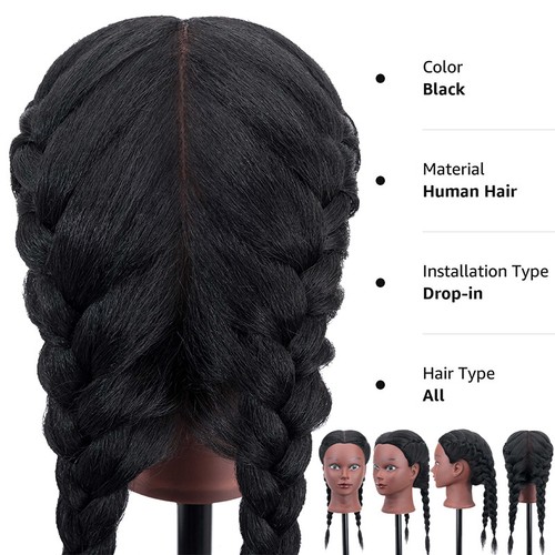 100% Real Human Hair Mannequin Head Practice Styling Training Manikin Doll+Stand