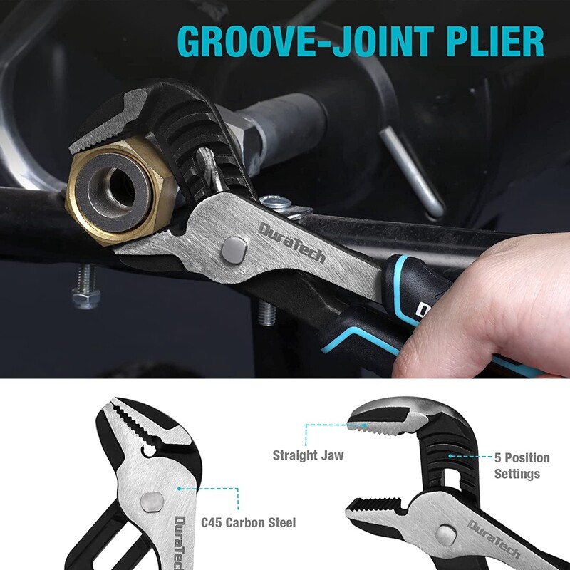 DURATECH 5PIECE Plier Set 8" Groove Joint Plier 6" Needle Nose Slip Joint Pliers