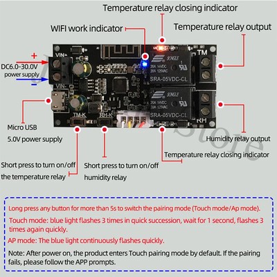 XY-WFWT Temperature Humidity Controller WiFi SHT20 Sensor Module
