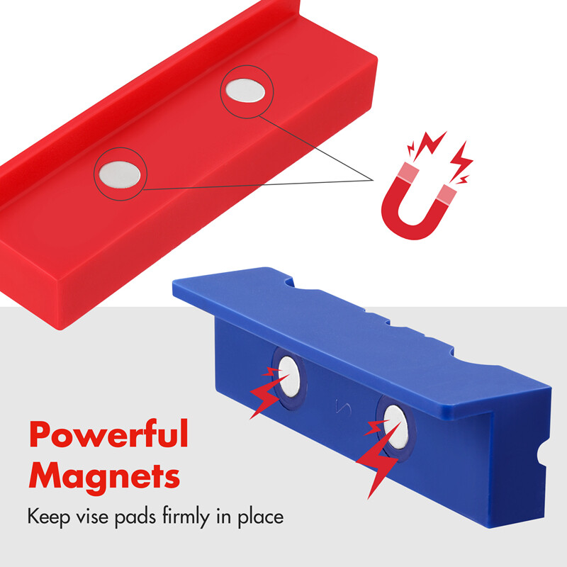 WORKPRO 4-1/2" Vise Jaw Pads Magnetic TPU Vise Jaw Protective Covers Set 2-Pairs