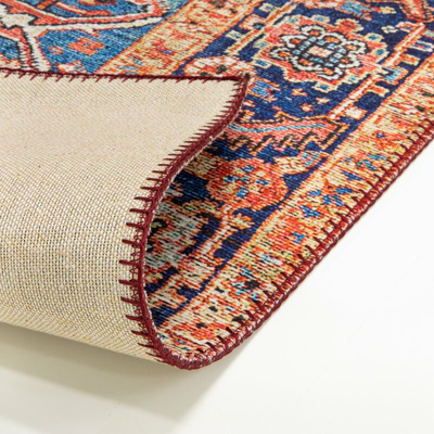 World Menagerie Boutin Teppich Flachgewebe Läufer Vorleger 160x230cm Rot Blau