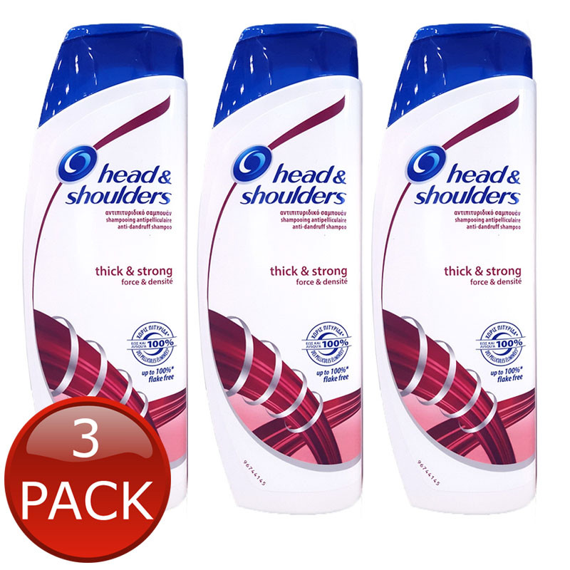 3 X Head Shoulders Thick Strong Shampoo Anti Dandruff Hair