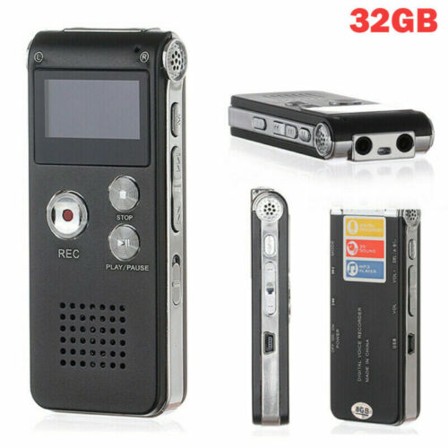 32GB Digital Diktiergerät Tragbar Aufnahmegerät MP3 Audio Sound Voice Recorder