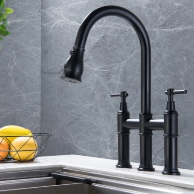 High Arc Pull Down Bridge Faucet by Designer Collection