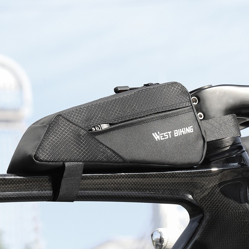 WEST BIKING Bicycle Frame Top Tube Bag Road Bike Small Triangle Bag 1L Black