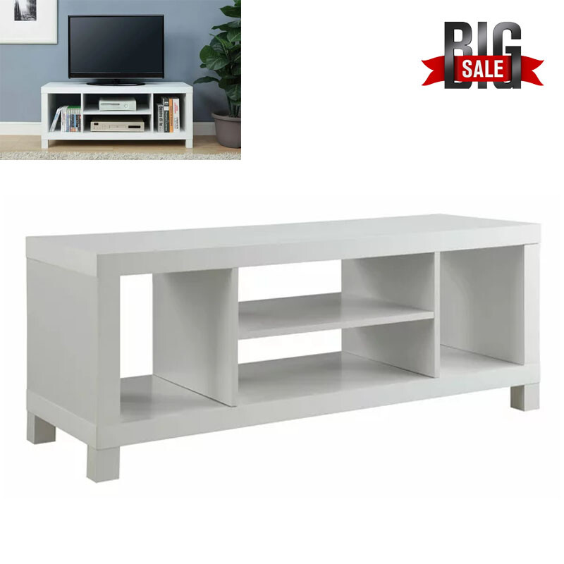 Industrial Tv Media Console Table W/ Storage Shelf For Livin