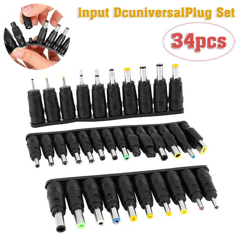 34 Stk DC Steckernetzteil Laptop Notebook Eingang Reiseadapter Charger Universal