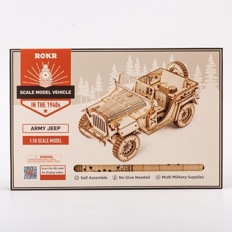 ROKR 3D Wooden Puzzle Model Kits for Jeep Cars Mechanical Construciton Craft