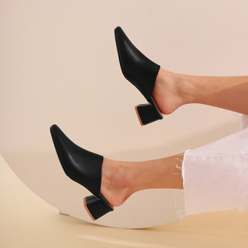 Amazon.com | Women's Leather Rivet Closed Pointed Toe Block
