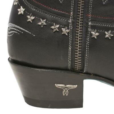Pre-owned Old Glory American Lane Ladies  Flag Jet Black Snip Toe Bootie Lb0475a