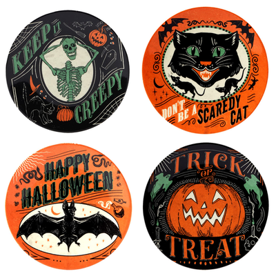 Certified International Scaredy Cat 6 Canape/Luncheon Plates Assorted Designs