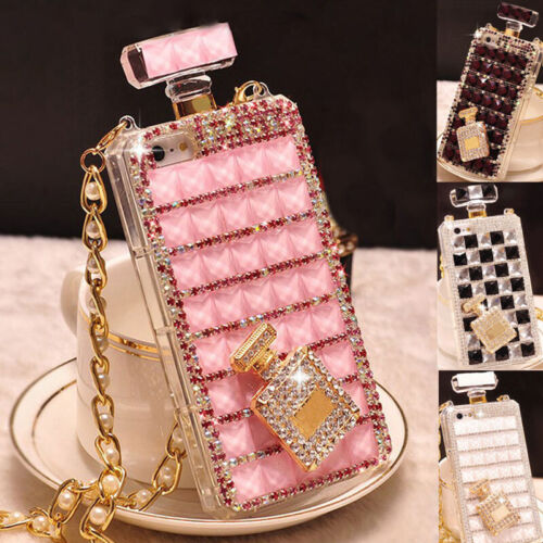 For iPhone 15 Pro Max 14 13 12 11 XR X Bling Sparkle Diamond Perfume Bottle  Case