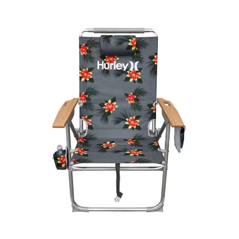 Hurley Hi-Boy Wood Arm Beach Chair, Moana Storm (B) Weight Capacity: 300 lbs.