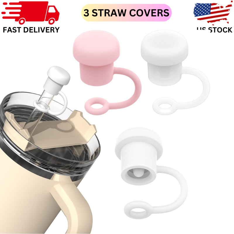 3 Pcs Straw Cover Cap for 6 to 10mm Straw of Stanley BPA Free & Dishwasher Safe