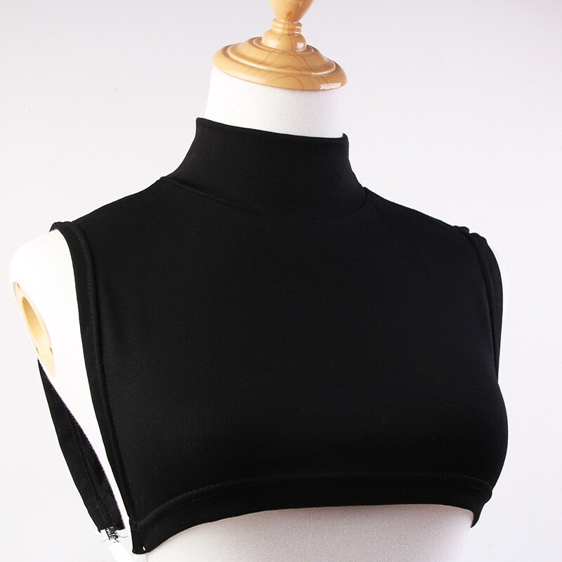 Demi Haut Col Turtleneck Faux Femme Manches Courtes Col Dickey Homme