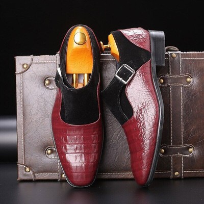2023 Men's formal shoes, crocodile pattern PU office shoes, flat shoes