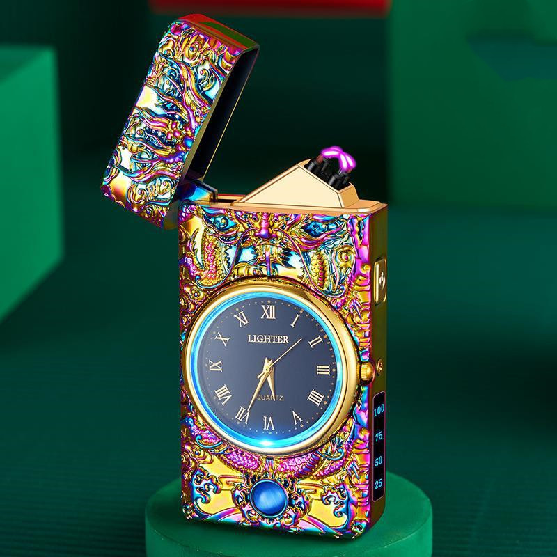 Premium Embossed LED Torch Lighter with Power Indicator | USB Dual Arc Plasma