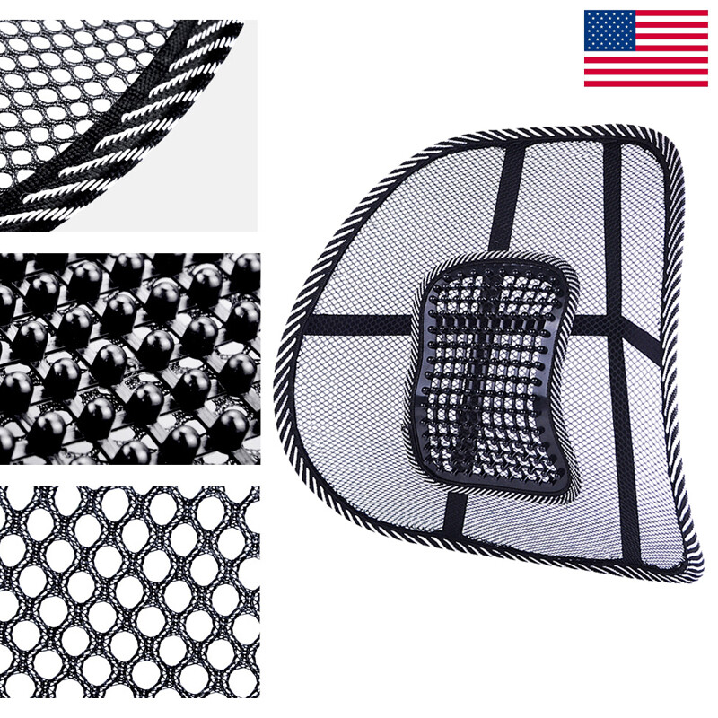Car Seat Back Support Lumbar Support Cushion w/ Massage Bead