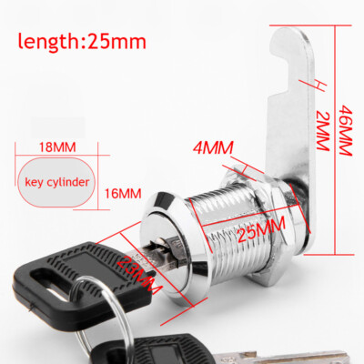 Drawer Cam Lock for Door Cabinet Mailbox Cupboard Locker 16/20/25/30mm +2K =