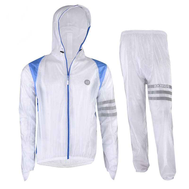ROCKBROS Regenjacke Hose Fahrrad Regenanzug Reflektierend Wasserdicht Weiß M-4XL