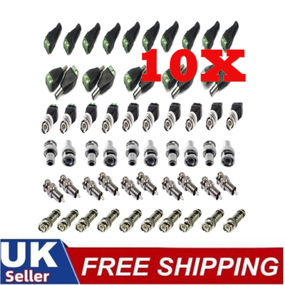 CCTV BNC RCA PHONO CONNECTORS CAT5e UTP BALUN  VIDEO, AUDIO AND POWER 10 PCS