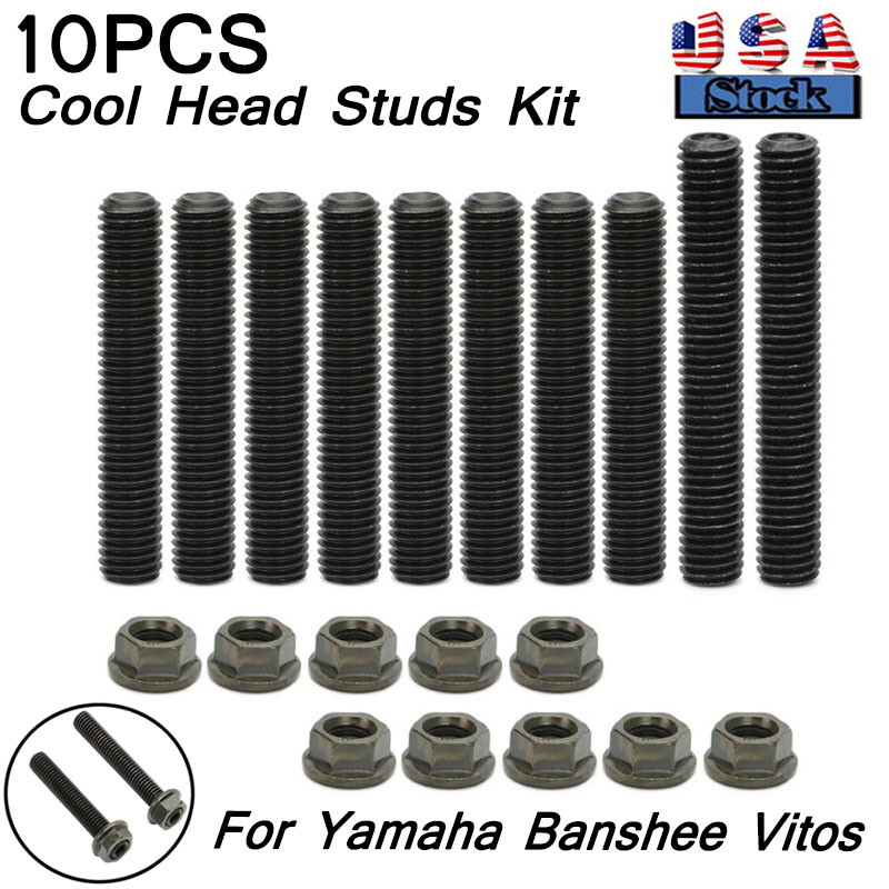 10X For Yamaha Banshee Vitos Cool Head Studs Kit Case Hardened Allen Polish Nuts