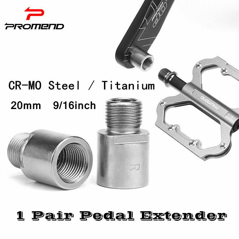 PROMEND 1 Pair Bike Bicycle Pedal Extender 9/16'' Cranksets 20mm Pedal
