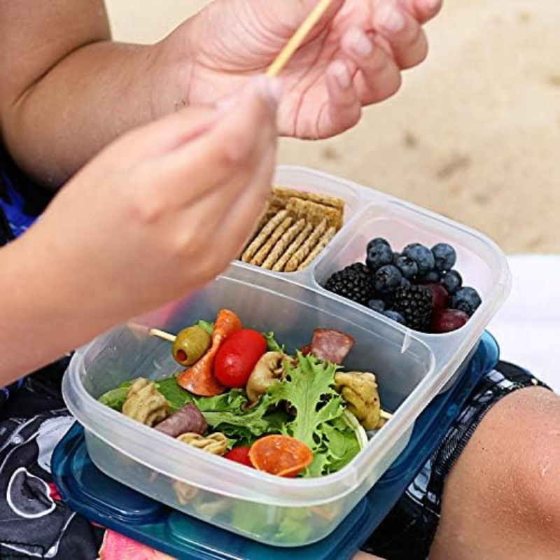 NEW EasyLunchboxes&reg; - Bento Lunch Boxes - Reusable 3-Compartment Food Containers
