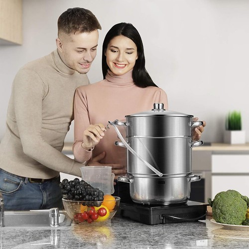 24cm 8.5Qt Stainless Steel Juice Steamer Extractor Fruit Vegetables Juicer Pot